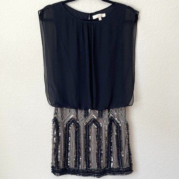 Aidan Mattox Blouson Chiffon Beaded Sequin Formal Event Dress - Picture 1 of 11